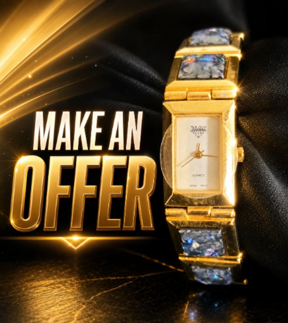 VTG Park Lane Gold Tone Abalone Rectangle Watch Japan Movt Needs Battery NEW